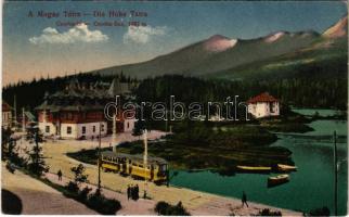 Tátra, Magas-Tátra, Vysoké Tatry; Csorba-tó, villamos / Csorba-See / Strbské pleso / lake, tram (EK)