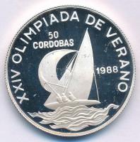 Nicaragua 1988. 50C Ag "Nyári Olimpia 1988 Szöul" T:PP karc Nicaragua 1988. 50 Cordobas Ag "1988 Summer Olympics, Seoul" C:PP scratch Krause KM#62