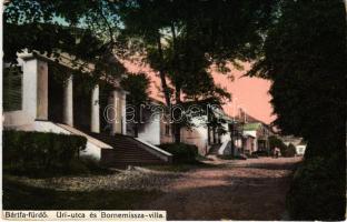 1914 Bártfafürdő, Bardejovské Kúpele, Bardiov, Bardejov; Úri utca, Bornemissza villa. Birnbaum S.N. kiadása / street and villa (EB)