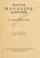 Fehérváry Jenő: Magyar magánjog kistükre. Bp., 1941, Budai-Nyomda, IX+1+608+1 p. Hetedik, javított és bővített, részben átdolgozott kiadás. Átkötött egészvászon-kötés, aláhúzásokkal és bejelölésekkel, a kötések mentén a lapokon javításokkal, a címlapon névbejegyzéssel.