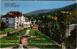 1916 Bártfafürdő, Bardejovské Kúpele, Bardiov, Bardejov; Erzsébet szálló és park / hotel and park (EK)