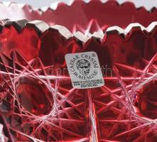 Cseh Bohemia kristály váza. Bíbor színű, több rétegű, csiszolt, jelzett, hibátlan 25 cm