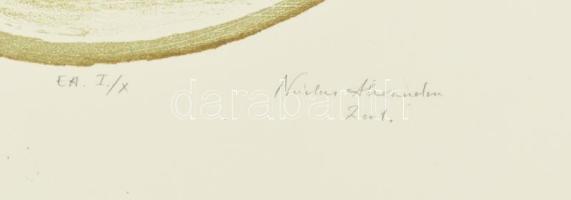 Nádas Alexandra (1974-): A BÁV épülete, 2001. Litográfia, papír, jelzett, művészpéldány EA. I./X szá...