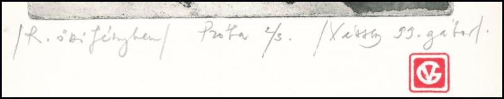 Véssey Gábor (1948-): R. őszi fényben, 1999. Rézkarc, papír, jelzett, próbanyomat 2/3 számozással, 1...