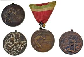 ~1930-1931. 3db kétoldalas bronz sportlövészeti díjérem, egyik mellszalagon + 1980. Jub. túra Szoba kétoldalas bronz emlékérem füllel T:XF