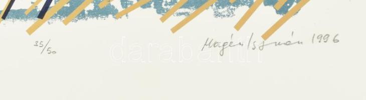 Magén István (1950-): Levél anyámnak. Szitanyomat, litográfia, papír, jelzett, számozott 35/50. 50x3...