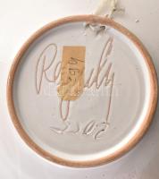 Reguly városmintás mázas kerámia falitál, jelzéssel, sérült, d: 28 cm