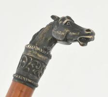 Ezüst (Ag) lófejes sétapálca. XIX. sz. jelzett, 78 cm