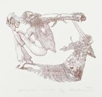 Kő Boldizsár (1969-): Árnyjáték, 2002. Litográfia, papír, jelzett, II/XII számozással. 19,5x25 cm