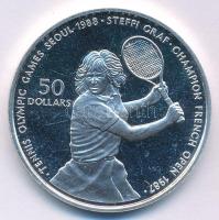 Niue 1987. 50$ Ag Nyári Olimpia Szöul 1988 - Steffi Graf T:PP ujjlenyomat, karc Niue 1987. 50 Dollars Ag Summer Olympics Seoul 1988 - Steffi Graf C:PP fingerprints, scratch Krause KM#6