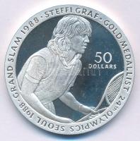 Niue 1989. 50$ Ag Nyári Olimpia Szöul 1988 - Steffi Graf T:PP ujjlenyomat Niue 1989. 50 Dollars Ag Summer Olympics Seoul 1988 - Steffi Graf C:PP fingerprints Krause KM#44