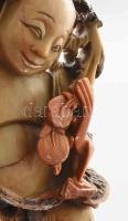 Nevető Buddha. Faragott zsírkő szobor, Sérüléssel. Kelet Ázsia 22 cm