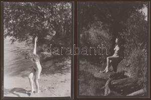 Női akt a tóparton, 4 db fotónegatív, 12×8 cm
