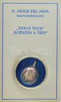 1991. "II. János Pál pápa Magyarországon" kétoldalas Ag emlékérem füllel, előlapján 2db rubinnal díszítve, tanúsítvánnyal, eredeti díszkiadásban (0,999/~29mm) T:AU patina