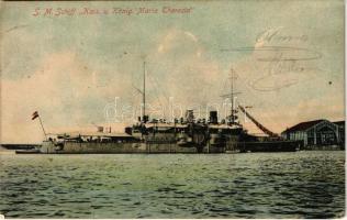 SMS Kaiserin und Königin Maria Theresia páncélos cirkálója / K.u.K. Kriegsmarine / Austro-Hungarian Navy SMS Kaiserin und Königin Maria Theresia armored cruiser. G. Costalunga Pola 1908. (Rb)