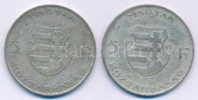 1947. 5Ft Ag "Kossuth" (2x) T:F patina Adamo F8.1