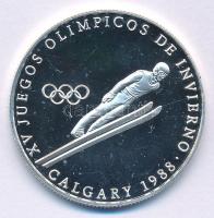 Panama 1988. 1B Ag Téli Olimpia 1988 Calgary - Síugró forgalomba nem került fantázia emlékérme T:PP kis karc Panama 1988. 1 Balboa Ag Winter Olympics 1988 Calgary - Ski jumper non-circulating commemorative fantasy coin C:PP small scratch Krause X#M1a