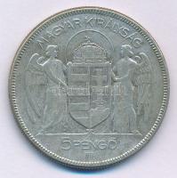 1930. 5P Ag "Horthy jobbra" T:F patina Adamo P8.2