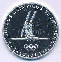 Panama 1988. 1B Ag &quot;Téli Olimpia 1988 Calgary - Síakrobatika&quot; forgalomba nem került fantázia emlékérme T:PP kis karc Panama 1988. 1 Balboa Ag &quot;Winter Olympics 1988 Calgary - Free-Style skier&quot; non-circulating commemorative fantasy coin C:PP small scratch Krause X#M2a