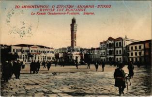 1913 Izmir, Smyrne; Le Konak Gendarmerie Fontaine + "K.u.k. Kriegsmarine S.M.S. Kaiserin u. Königin Maria Theresia" (EK)