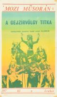 cca 1973 A gejzírvölgy titka, filmplakát, moziplakát, Veszprém, Mozirota-ny., hajtva, ragasztásnyomokkal, 50x30 cm