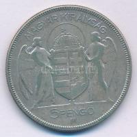 1930. 5P Ag "Horthy jobbra" T:F patina Adamo P8.2