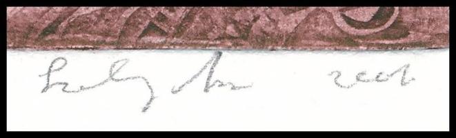 Szalay Miklós (1972-): Este, 2001. Acélmetszet, papír, jelzett, 5/36 számozással. 7x18 cm