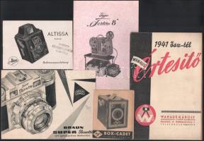 Fotózással, fényképezéssel kapcsolatos ismertetők, Agfa, Altissa, Wanaus, stb., 5 db