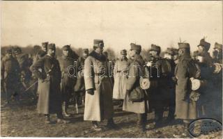 IV. Károly király katonai szemlén az első világháborúban / Charles I of Austria with the soldiers, WWI Austrian-Hungarian military. K.u.k. Inftrgt No. 82. photo (ragasztónyom / gluemark)