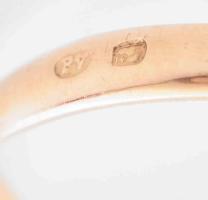 Arany (Au) 14 K gyűrű lila kővel, jelzett, méret: 61, bruttó: 4,4 g