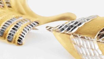 Arany (Au) 14 K leveles kitűző, jelzett, 2 db, h: 4,5 cm, nettó: 3,6 g