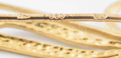 Arany (Au) 14 K leveles kitűző, jelzett, h: 4 cm, nettó: 2,4 g