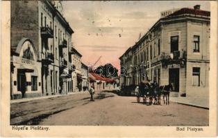 1923 Pöstyén-fürdő, Kúpele Piestany; Deák Ferenc utca, Herzog és Metropole szálloda, étterem. G. Jilovsky kiadása / street view, hotels, restaurant