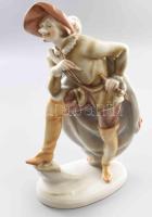 Herendi Cyrano de Bergerac figura, kézzel festett, jelzett, kardja vége hiányzik, m:33,5 cm