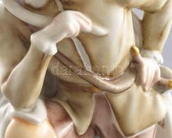 Herendi Cyrano de Bergerac figura, kézzel festett, jelzett, kardja vége hiányzik, m:33,5 cm