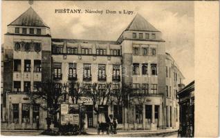 1928 Pöstyén, Pistyan, Piestany; Národny Dom u Lipy / szálloda. Ján Berának kiadása / hotel (fl)