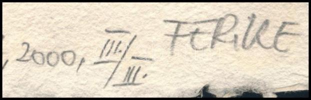 Marosán Ferenc (?-2015): "Haiku (vonal)", 2000. Indigónyomat, tojáslevonat, merített papír...