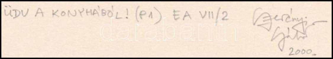 Szerényi Gábor (1953-): Üdv a konyhából, 2000. Vonalas klisé, papír, jelzett, művészpéldány EA VII/2...