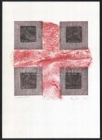 Szalay Miklós (1972-): Mysterium fidei, 2001. Papírmetszet, prespán, vegyes technika, papír, jelzett, 5/5 számozással. 20x21 cm