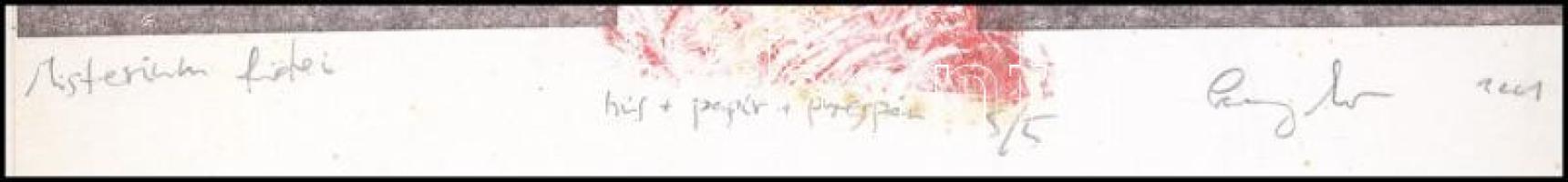 Szalay Miklós (1972-): Mysterium fidei, 2001. Papírmetszet, prespán, vegyes technika, papír, jelzett...