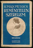 Komáromi János: Reménytelen szerelem. Bp., 1928, Stádium, 236+(2) p. Első kiadás. A borító illusztrációja Haranghy Jenő munkája. Kiadói papírkötés, kissé sérült, foltos borítóval, helyenként kissé foltos lapokkal.