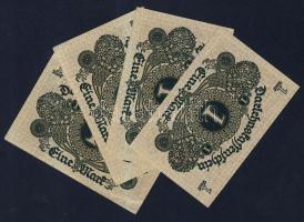 Német Birodalom / Weimari Köztársaság 1920. 1M (4x) egymás utáni sorszámokkal T:I,I-