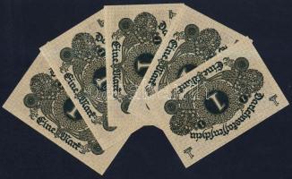 Német Birodalom / Weimari Köztársaság 1920. 1M (5x) egymás utáni sorszámokkal T:I