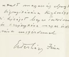 cca 1930 Pozsony gróf Esterházy János, a szlovákiai Magyar Párt elnökének stencilezett körlevele, me...