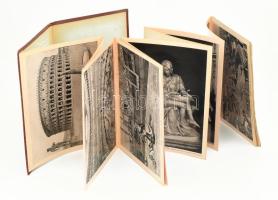 cca 1900-1920 Ricordo di Roma, leporelló 30 db fekete-fehér képpel, kissé sérült borítóval, 22x16,5 ...