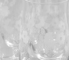 Kristály borospohár szett, 6 darab, virágmintával díszített, jelzés nélkül, hibátlan, m: 16,5 cm