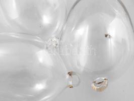 6 darab antik fújt akasztható üvegtojás, hibátlan, m: 6,5 cm