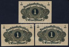 Német Birodalom / Weimari Köztársaság 1920. 1M (3x) egymás utáni sorszámokkal T:I