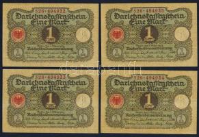 Német Birodalom / Weimari Köztársaság 1920. 1M (4x) egymás utáni sorszámokkal T:I