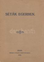 (Bozsik Pál): Séták Egerben. Eger, 1915. (Egri Egyházmegyei Irodalmi Egyesület) Érseki lyceumi könyvnyomda. 49 + [1] p. Egyetlen kiadás. Bozsik Pál (1884-1952) római katolikus pap, az egri szeminárium tanárának helytörténeti kalauza Eger települését mint a katolikus hit és a hazaszeretet városát mutatja be, ennek megfelelően a katolikus templomok és intézmények sorát részletezi egy városi séta keretében, majd a város kórházait méltatja. Oldalszámozáson belül gazdag egész oldalas fotóanyaggal. Fűzve, enyhén sérült kiadói borítóban.